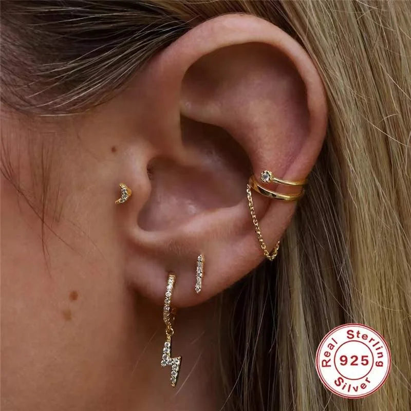 Gaby New 925 Sterling Silver Cartilage Earrings Labret Flat Back Lip Ring Earring Stud Helix Piercing Wholesale Piercing Jewelry
