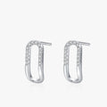 Ailmay Top Quality Real 925 Sterling Silver Fashion Rectangle Clear CZ Stud Earrings for Women Girls Party Accessories Jewelry