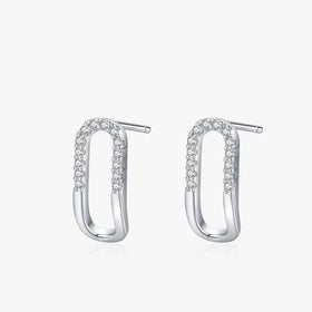 Ailmay Top Quality Real 925 Sterling Silver Fashion Rectangle Clear CZ Stud Earrings for Women Girls Party Accessories Jewelry