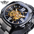 Winner Mechanical Watch Men Stainless Steel Bracelet Skeleton Automatic Mens Watches Luxury Custom logo Clock Relojes Hombre