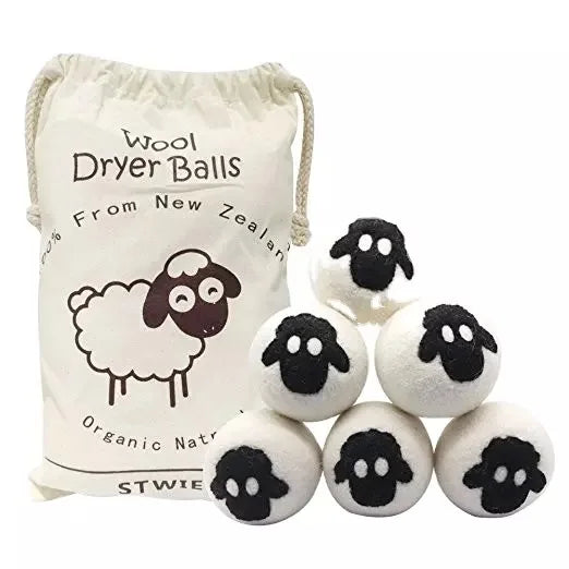Grey White Handmade Eco Organic 100% New Zealand Wool Dryer Balls with Pattern