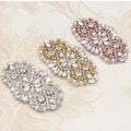 High Quality Handmade Applique Embroidery Patch Bodice Applique Bead Crystal Rhinestone Applique for Wedding Dress