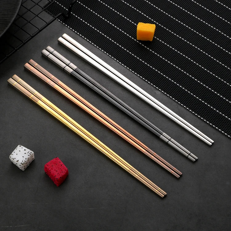 Wholesale Laser Logo Creative Design Custom Metal Chopsticks Stainless Steel Chopsticks