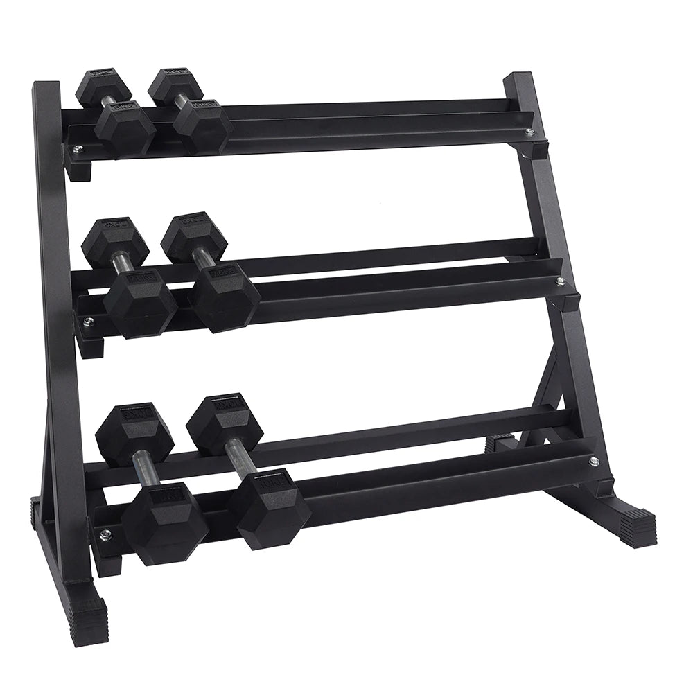 Factory Price Heavy Duty Adjustable 3 Tier Carbon Steel Dumbbell Rack Commercial Gym Equipment for Convenient Strength Training