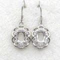 Sterling Silver 5*7mm Semi Mount Hook Earrings Empty Support Blank Claws Setting S925 Base Without Center Stone for DIY Inlay