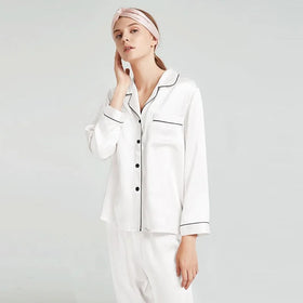 Customised Ladies 100% Silk Long Sleeve Women's Sleepwear Pure Women Pajama for Women Set