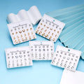 12 Pairs/set Fashion Jewelry Geometric Crystal Gold Plated Rhinestone Earrings Studs for Women Girls