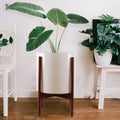 Outdoor Porcelain Planter Mid Century Large Luxury Marble Ceramic Flower Pots Wholesale with Iron Stand and Drainage Hole