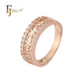 FJ Fallon Fashion Jewelry Greek Key Meander Rings Plated in Rose Gold Brass Based