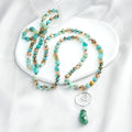 Fashion New Bohemian Autumn/Winter Sweater Chain 6mm Natural Stone Glass Knot Necklace Spiral Wrapped Stone Pendant Necklace