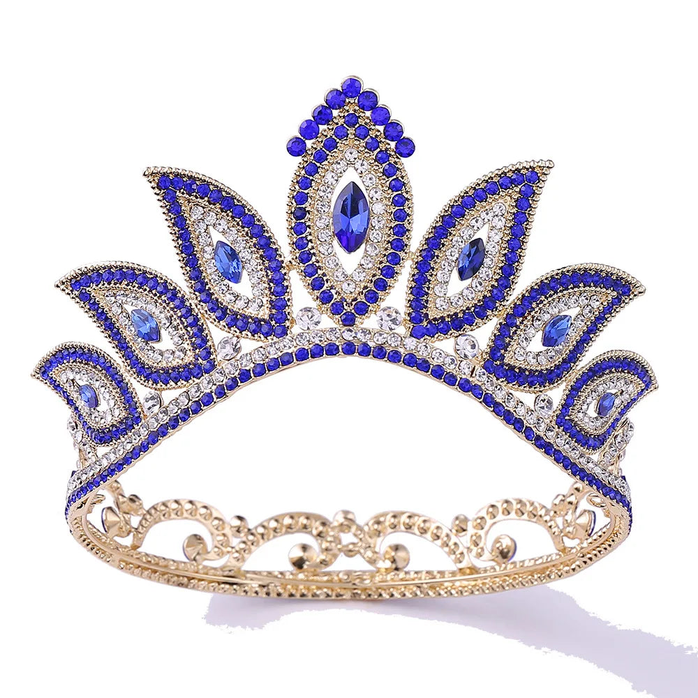 ROMANTIC Luxury Wedding Birthday Full Round Rhinestone Tiara Magic Eye Baroque Headdress Bridal Tiara