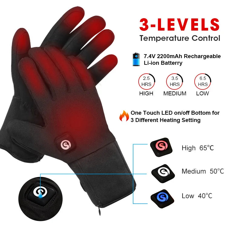 Custom XXL Softshell Men's Winter Gloves for Cycling Mountain Biking Electric Heating Thermal Gloves with Finger Model Sports
