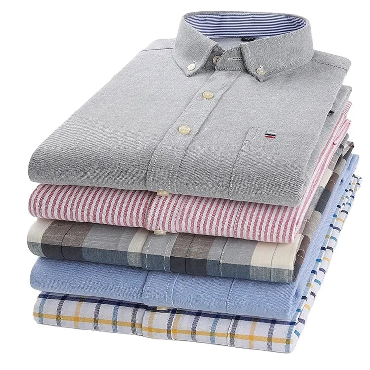 2023 New Men's  Cotton Oxford Textile Casual Business Shirt