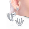 CAOSHI Fashion Trendy Sparkling Cubic Zirconia Brass Jewelry Women 925 Silver Plated Leaf Shaped Stud Earrings for Wedding