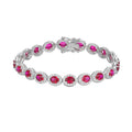 New 925 Sterling Silver Luxury Red Ruby Inlaid Women's Fashion Tennis Bracelet