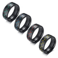 Vintage Hip Hop Stainless Steel Carbon Fiber Finger Ring Men 8mm Rings Jewelry