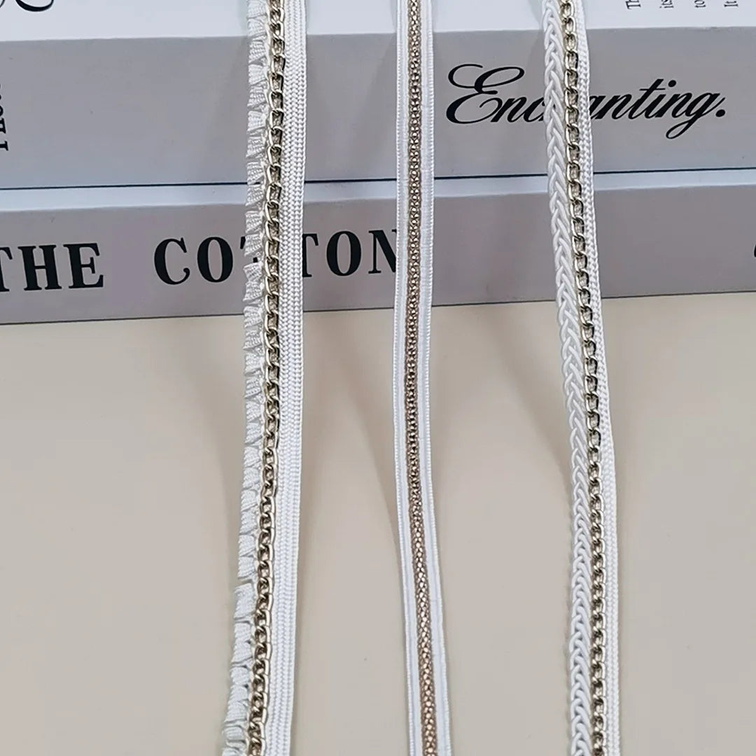 JFL070 Manufacturers Wholesale Ribbon Inlaid Chain Lace Clothing Hats Shoes Clothing Accessories