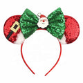Hot Christmas Hairband Candy Mouse Ears Kids Headband Red and Green Festival Hairband Santa Bow Headband for Children