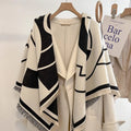 Trendy Women's Cozy Warm Winter Fall Blanket Scarf Stylish Soft Imitation Cashmere Thickened Scarves Shawl Cape