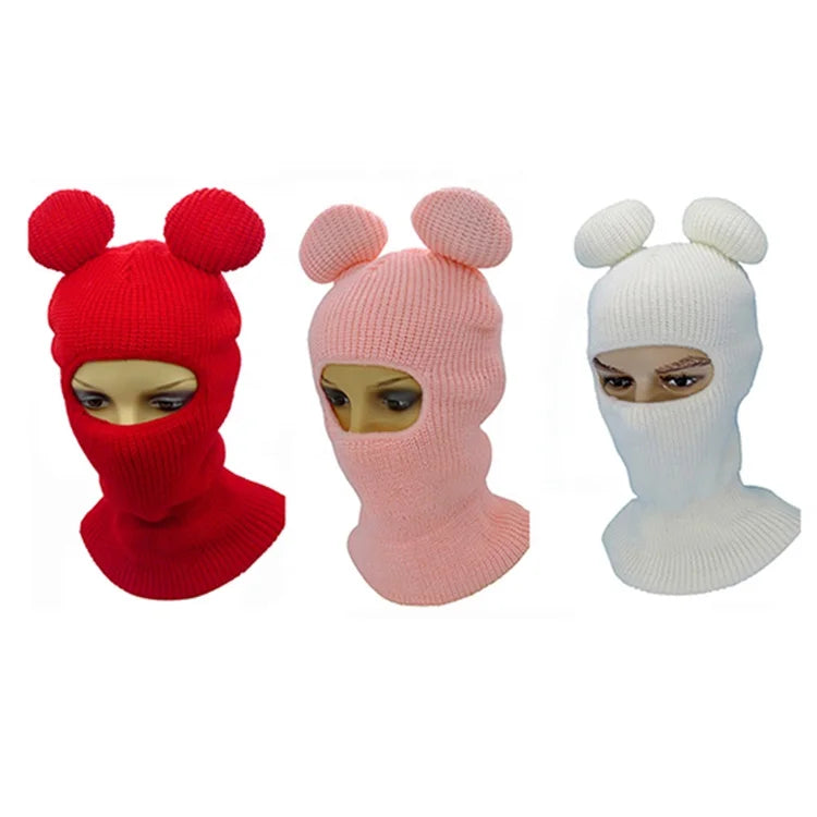 Hot Selling Unisex Knitted Balaclava Ski Mask One Hole White Beanie for Kids Adults for Daily Use Parties Common Fabric Features
