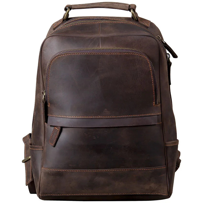 Cross Border Waterproof Large Genuine Leather Business Travel School Notebook Bagpack Backpack