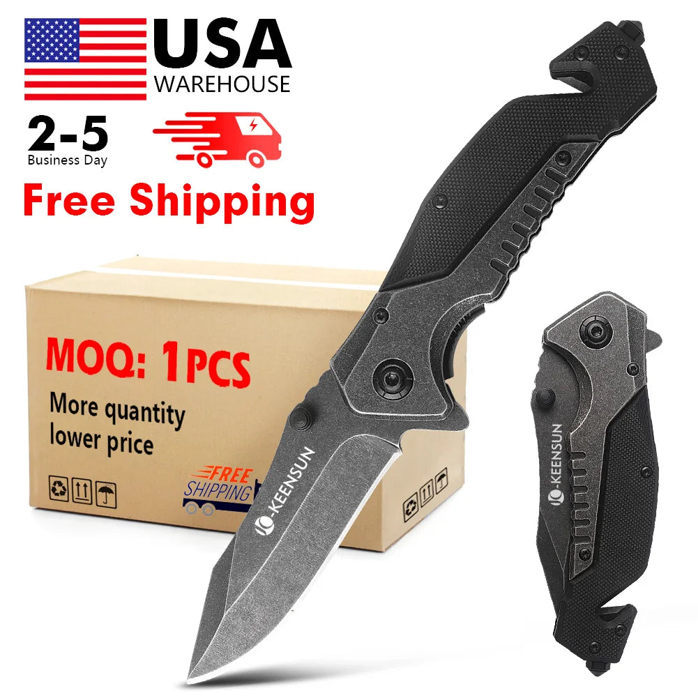 Hot Selling Wholesale Cool Looking Folding Hunting Tool Stainless Pocket Outdoor Camping  G10 Handle Knife