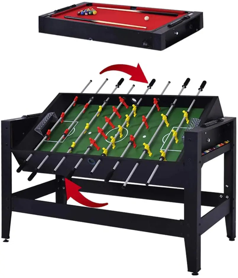 Win.max 5ft Spin 2-in-1 MDF Multigame Table with Black Finish for Billiards and Foosball