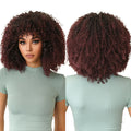 Moq 1 Factory Wholesale Synthetic Wig With Bangs Jerry Wavy Hair Italian Wave Red Rose Red Synthetic Wig Soft Wool Without Glue