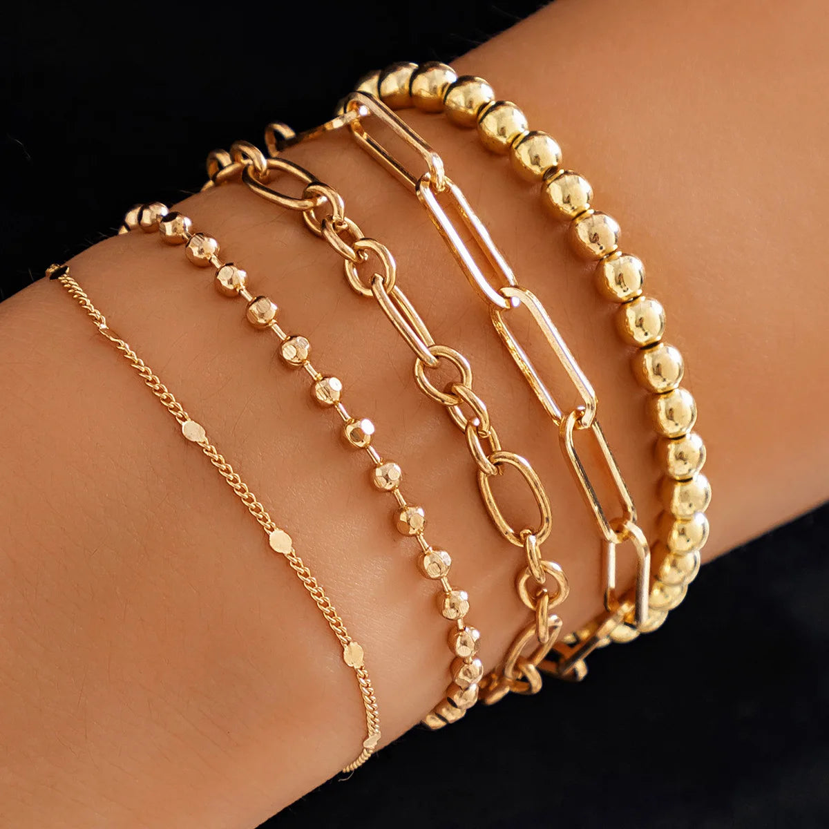 European and American Niche Design love Metal Style Sweet Cool Bead Stackable Copper Bracelet
