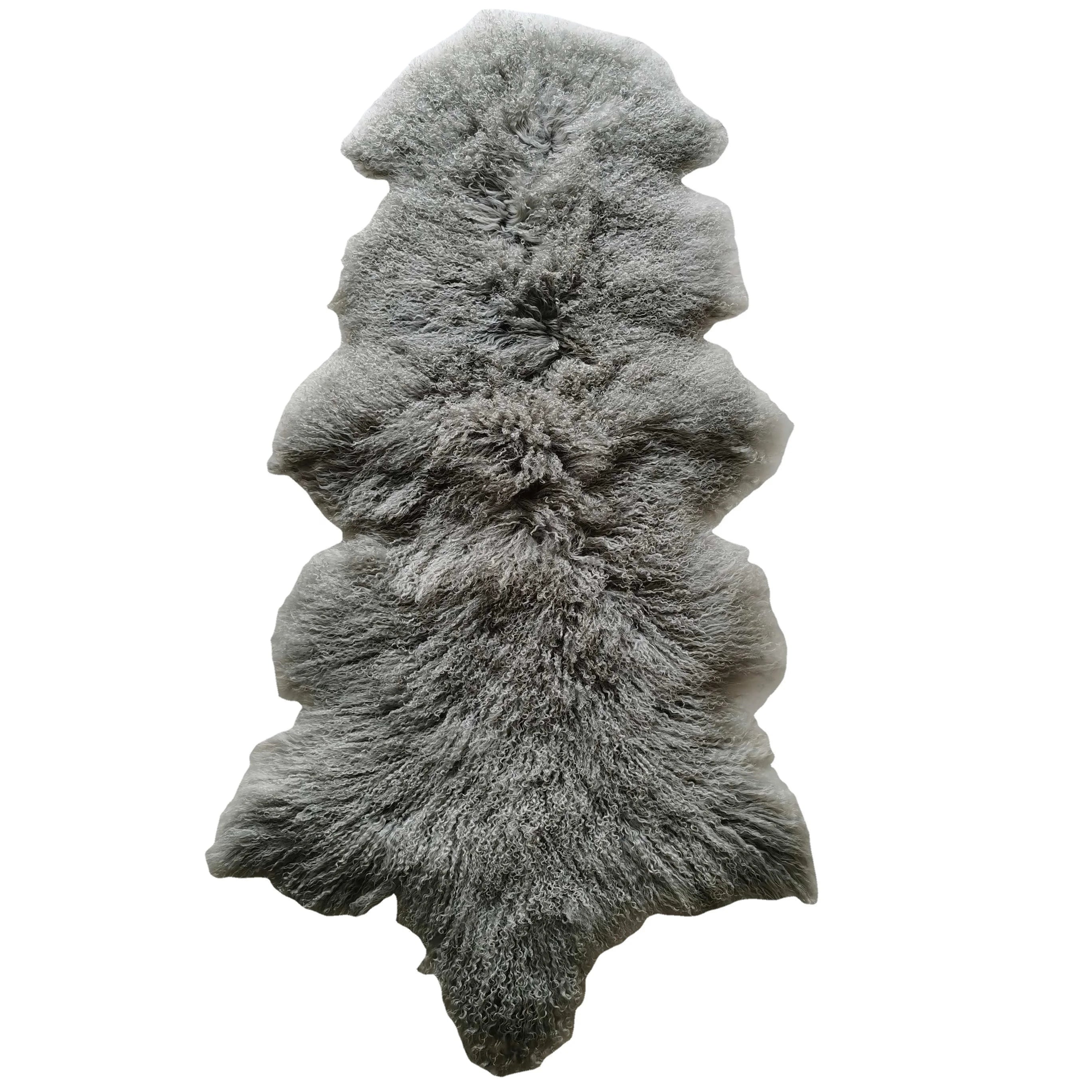 Authentic Mongolian Tibetan Sheep Wool Rug Modern Plush Sheepskin Fur Carpet Real Natural Animal Pelt Throw Area Rugs Sets