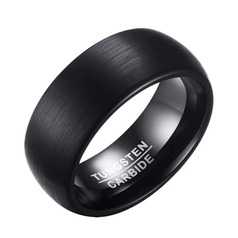 POYA Ally Jewelry Tungsten Carbide Ring Cheap Wholesale 8mm Black Engagement Bands or Rings Sizes Including 1/2 Sizes