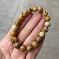 6/8/10/12mm Beaded Bracelet Yellow Picture Jasper Bracelet Stone Round Beads for Women Men Elastic Healing Yoga Bracelets
