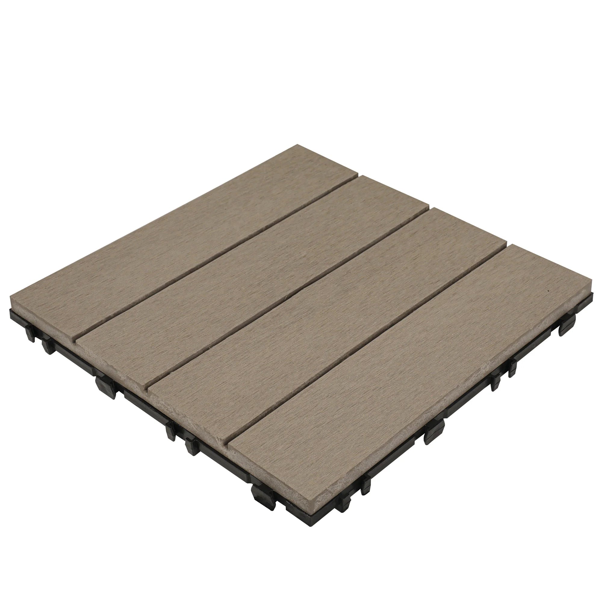 Low Cost Durable WPC DIY Tiles XF-N008 300*300*25mm Interlock Outdoor Decking Brushed Waterproof and Anti-Slip for Garden