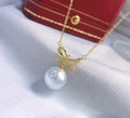 N397 11-12mm DIY Natural  Freshwater Pearl Charm Pendant Necklace Chain Accessory 925 Sterling Silver Jewelry for Women