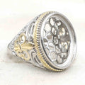 Sterling Silver 16*21mm Semi Mount Men's Ring Frame Empty Blank Bar Bezel Setting S925 Base Without Center Stone for DIY Inlay