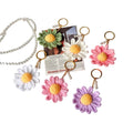 Cotton Design Knitted Crochet Flower Keychain Handmade Sunflower Amigurumi Bag Pendant Pearl Macrame Flower Keychain Accessories