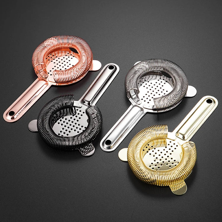 Hot Selling Bar Accessories Stainless Steel Gold Metal Fine Tea Mesh Filter Cocktail Ice Strainer
