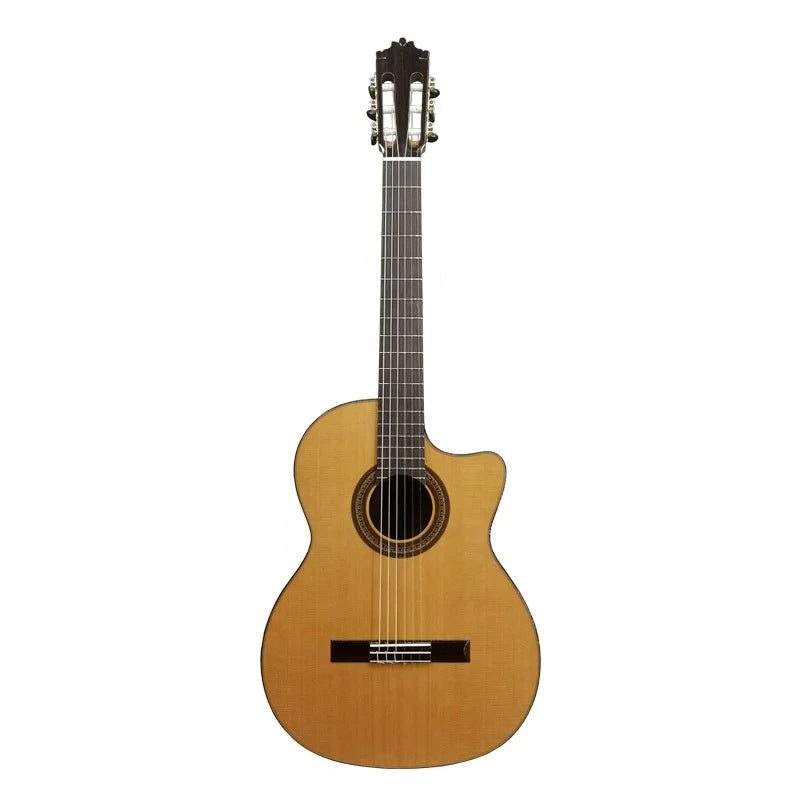 Aiersi Luthier Made High Grade Gloss All Solid 39 Inch Cedar Top With Indian Rosewood Body Nylon String Classical Guitar