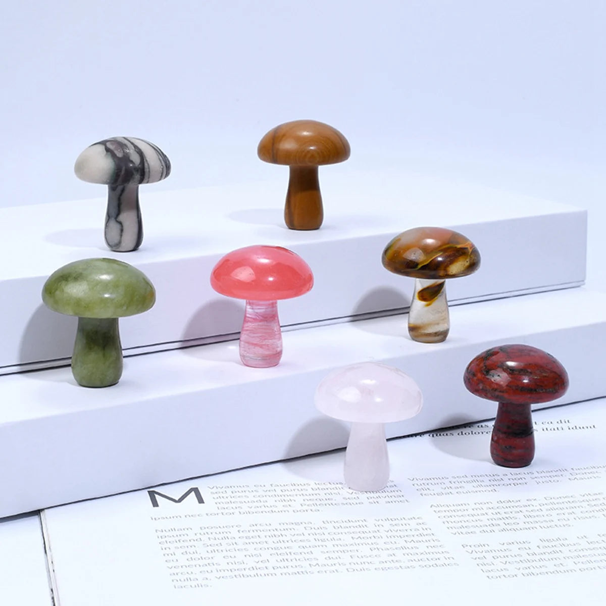 Healing Mushroom Shape Crystal Decoration Pendant Various Natural Gemstone Charm Pendant for Jewelry Making