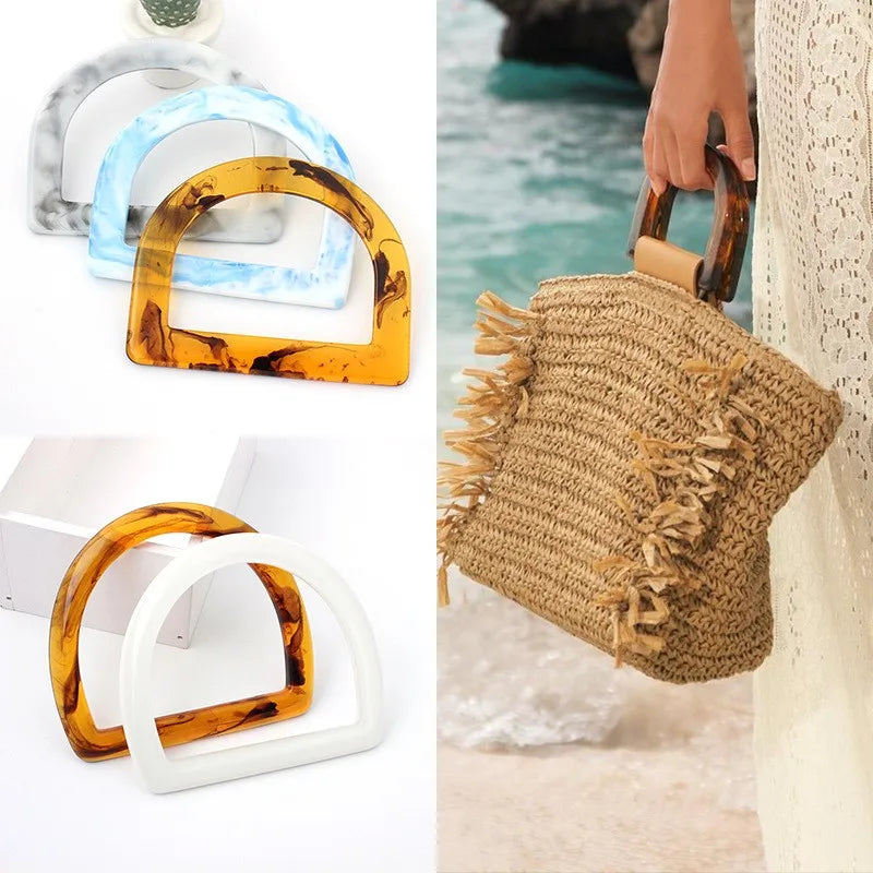 D O Shape Resin Tortoiseshell Round Handles for Handbag Purse Replacement Woven Bag Handle DIY Luggage Handcrafted Accessories