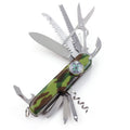Multi-Functional DIY OEM Stainless Steel Outdoor Pocket Knife Compass Camo Handle Featuring Saw Blade File Screwdriver Blade