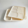 Corn Starch Food Tray 5 Compartment Meal Tray with Lid Corn Starch Made Cornstarch Food Box