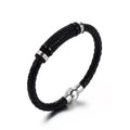 MECYLIFE Bent Bar Curb Chain Wrapped Magnetic Clasp Fashion Men's Cheap Leather Bracelet