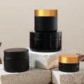 30g Multi-Functional Cosmetics Storage Container Black Glass Jar with Plastic Cap