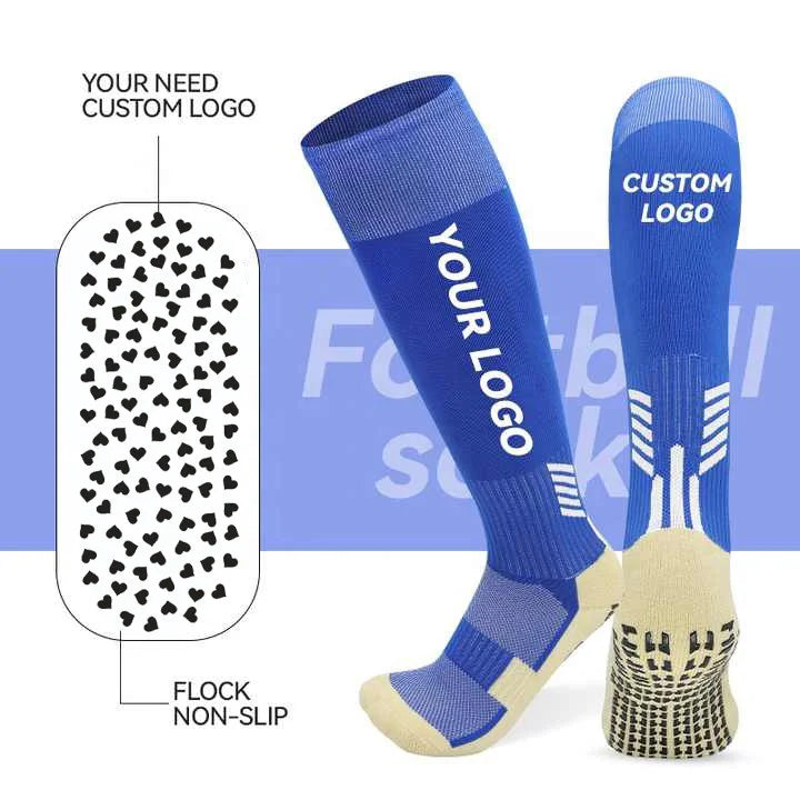 OEM Designer Custom Football Socks Grips Non-slip Knee High Soccer Socks Stockings Long Sports Cycling Running