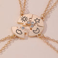 Jachon New Design 4pcs Necklaces Set Stars Moon Sun Clouds Splicing 4 Petals Best Friends Couple Sweater Chain Accessories