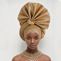 ASO OKE Ready-to-Wear Wedding Headtie Gele Nigerian African Wraps with Stones and Beads Party Caps