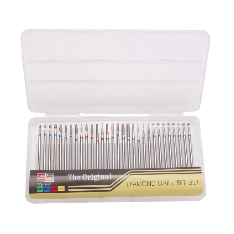 Professional Wholesale Dazzling Strong Powder 30PCS  Electric Nail Drill Bits Set Milling Art Nail Polishing Manicure Tools