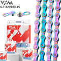 VXM Bicycle Chain 8 9 10 11Speed Fully Electroplated Colorful MTB Road Bike 116 Links Chains 21 24 27 30 33S Chain Bicycle Part