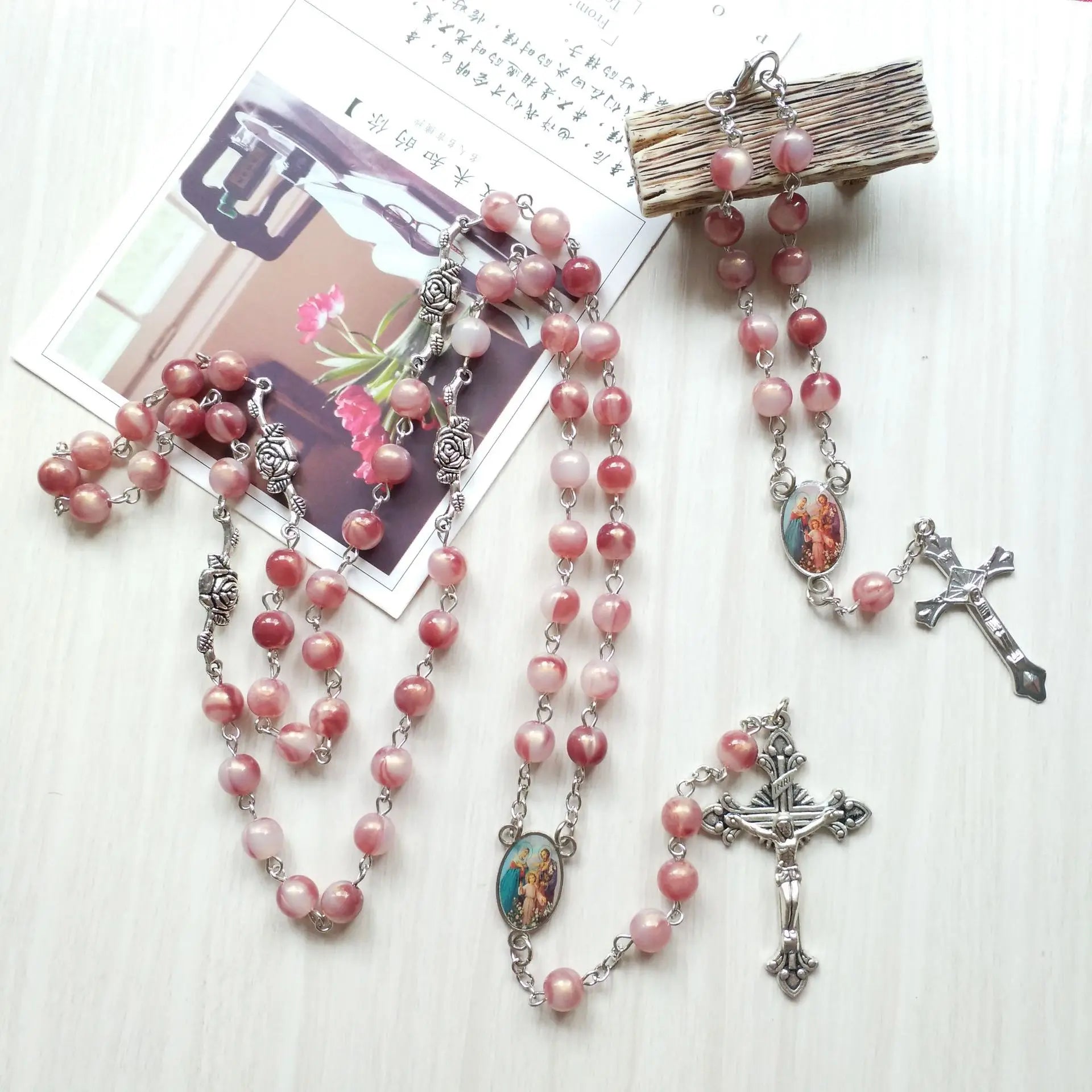 Rosary Catholic Cross Jesus Christ Supplies Rosary Necklace